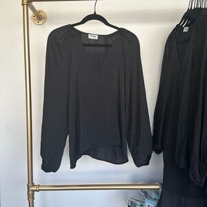 Love Sadie Black Long-Sleeve Blouse with Lace Detail - Size S, XL (NWOT)